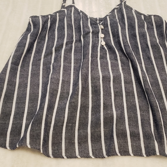 Shein 100% Cotton Black & White Striped Spaghetti Strap Tank Top - Picture 3 of 14